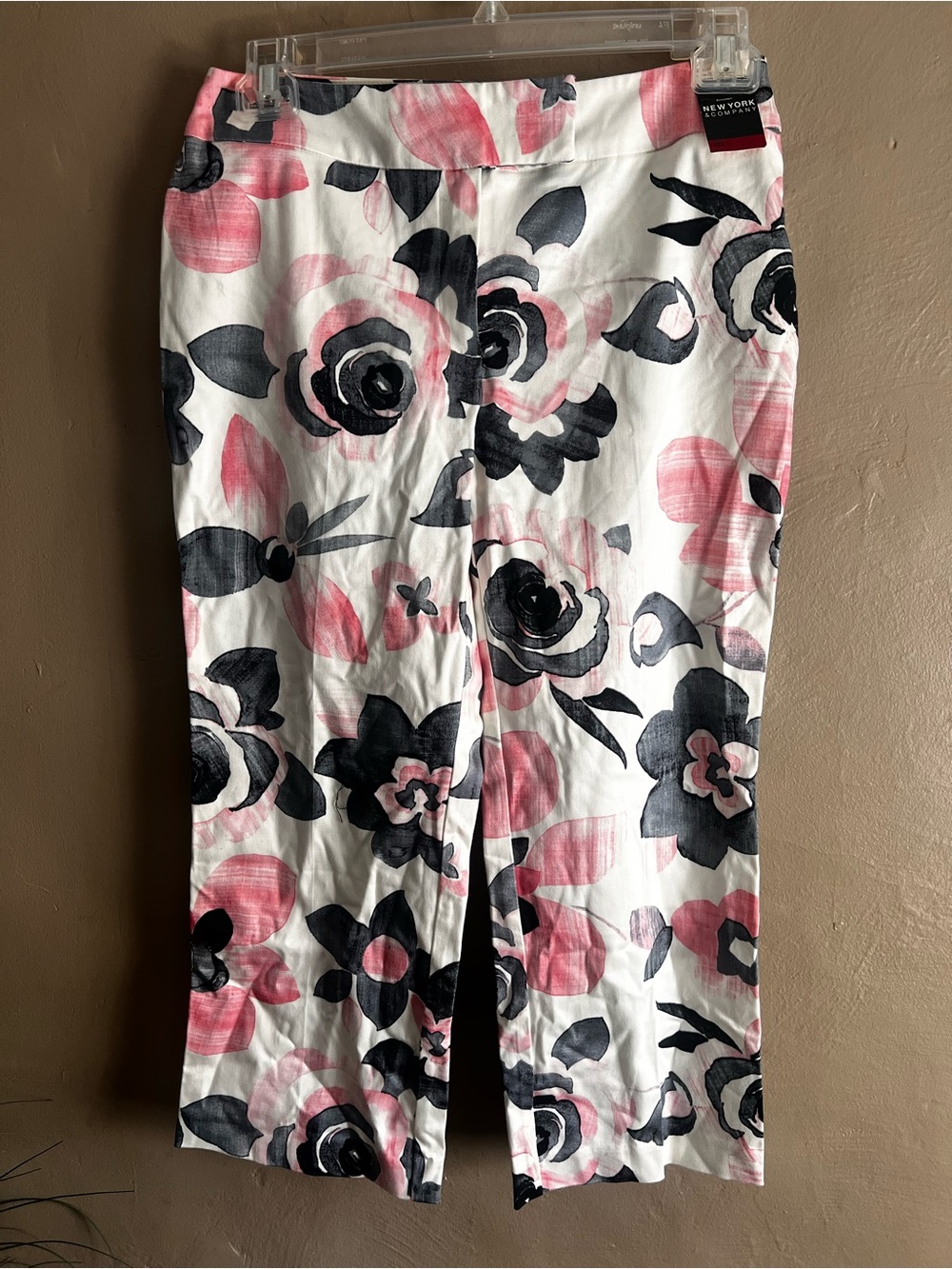 New York & Company Pink, Black & White Floral Skirt